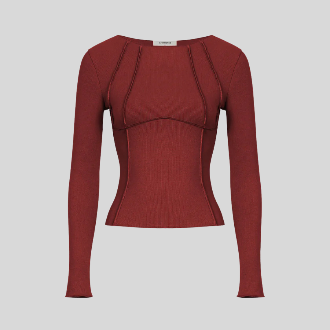 Elena | Elegante geribbelde longsleeve top voor dames