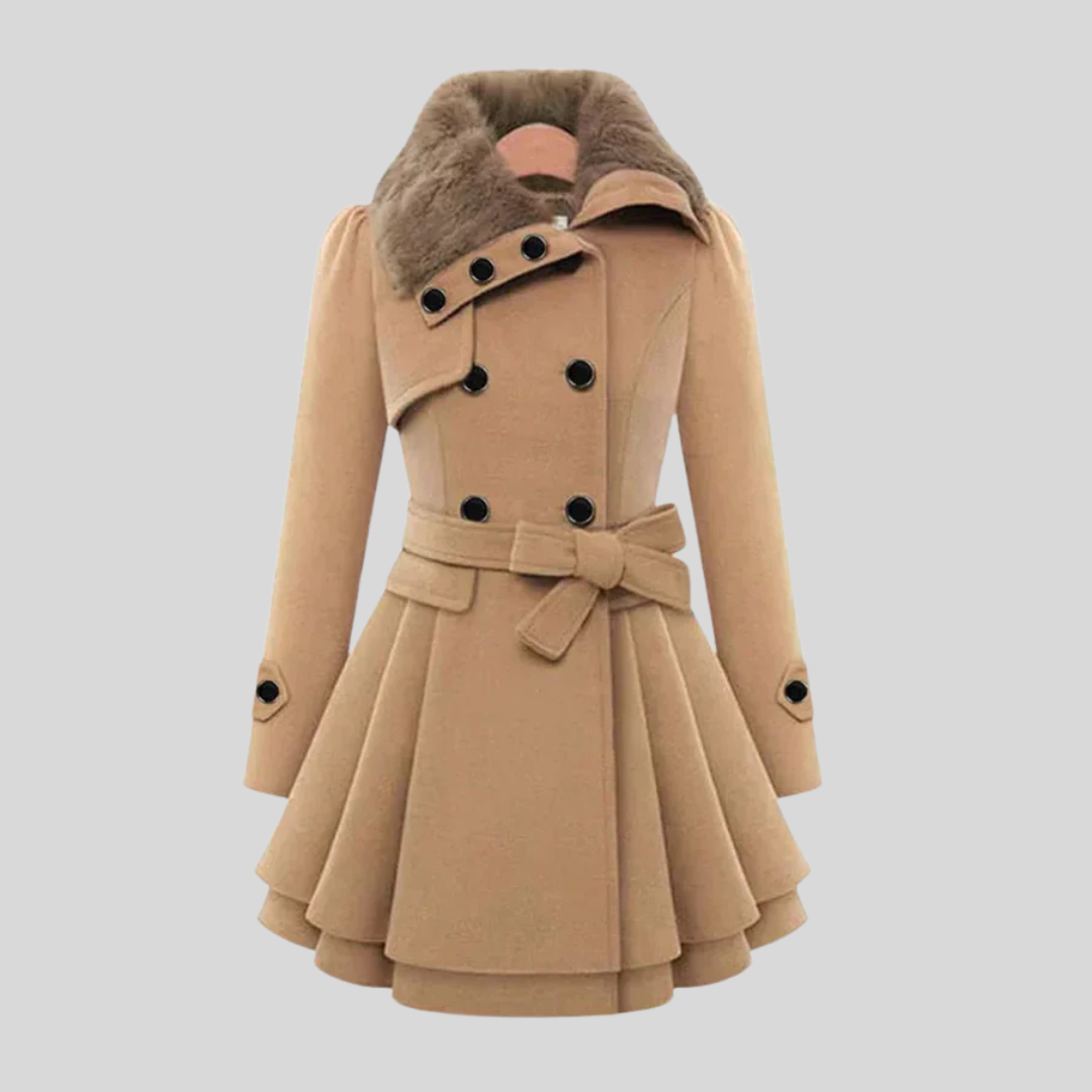 Emma | Elegante wintermantel dames met bontkraag