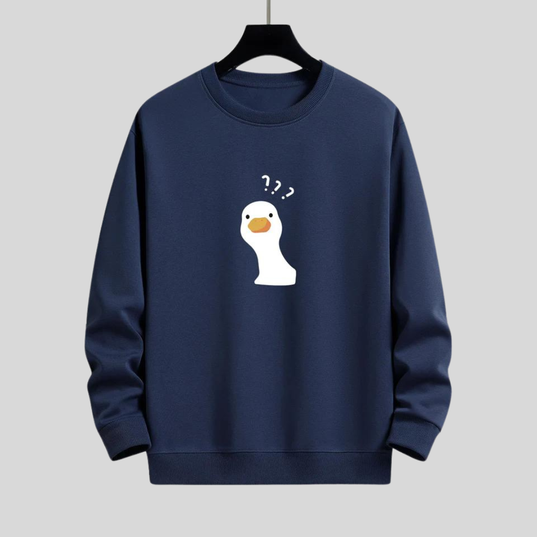 Niek | Relax-fit sweatshirt met twijfelachtige eend print