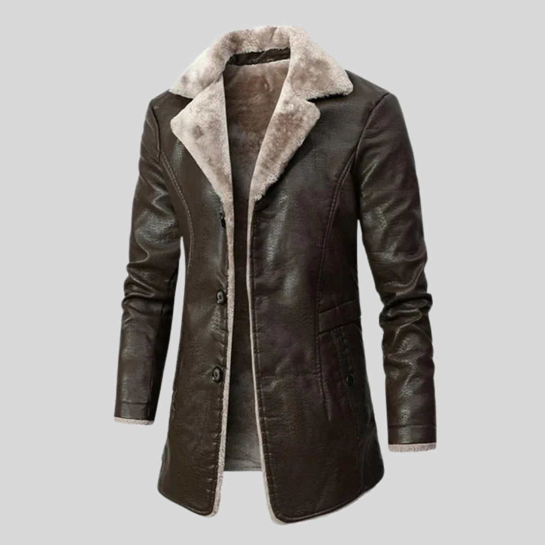 Luuk | Luxe leren herenjas met shearling voering