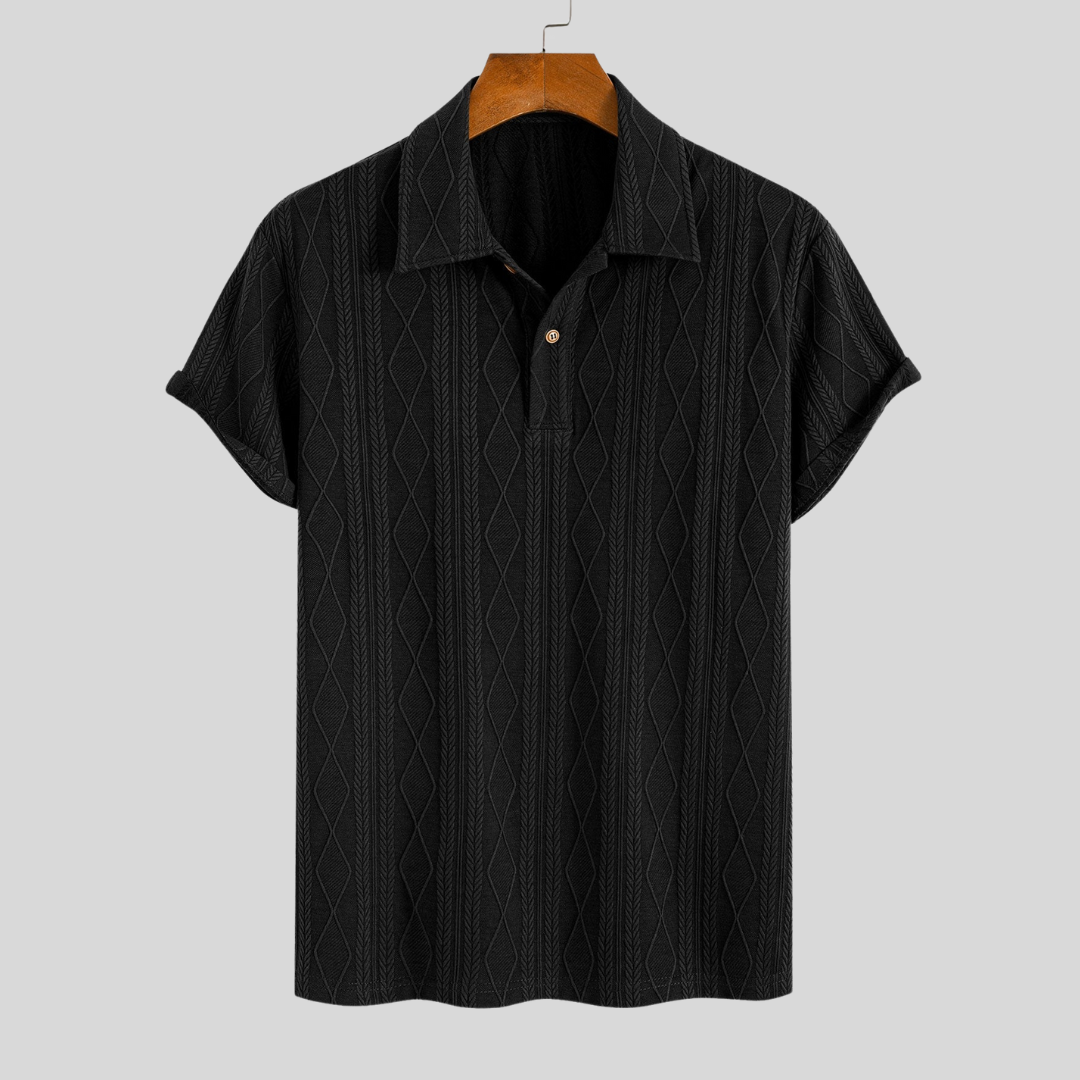 Jasper | Gebreide jacquard polo met ruitpatroon voor heren