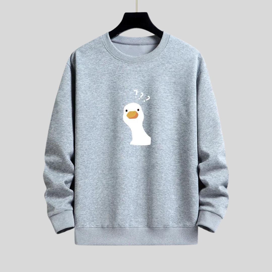 Niek | Relax-fit sweatshirt met twijfelachtige eend print