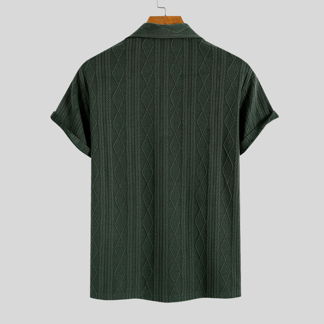 Jasper | Gebreide jacquard polo met ruitpatroon voor heren