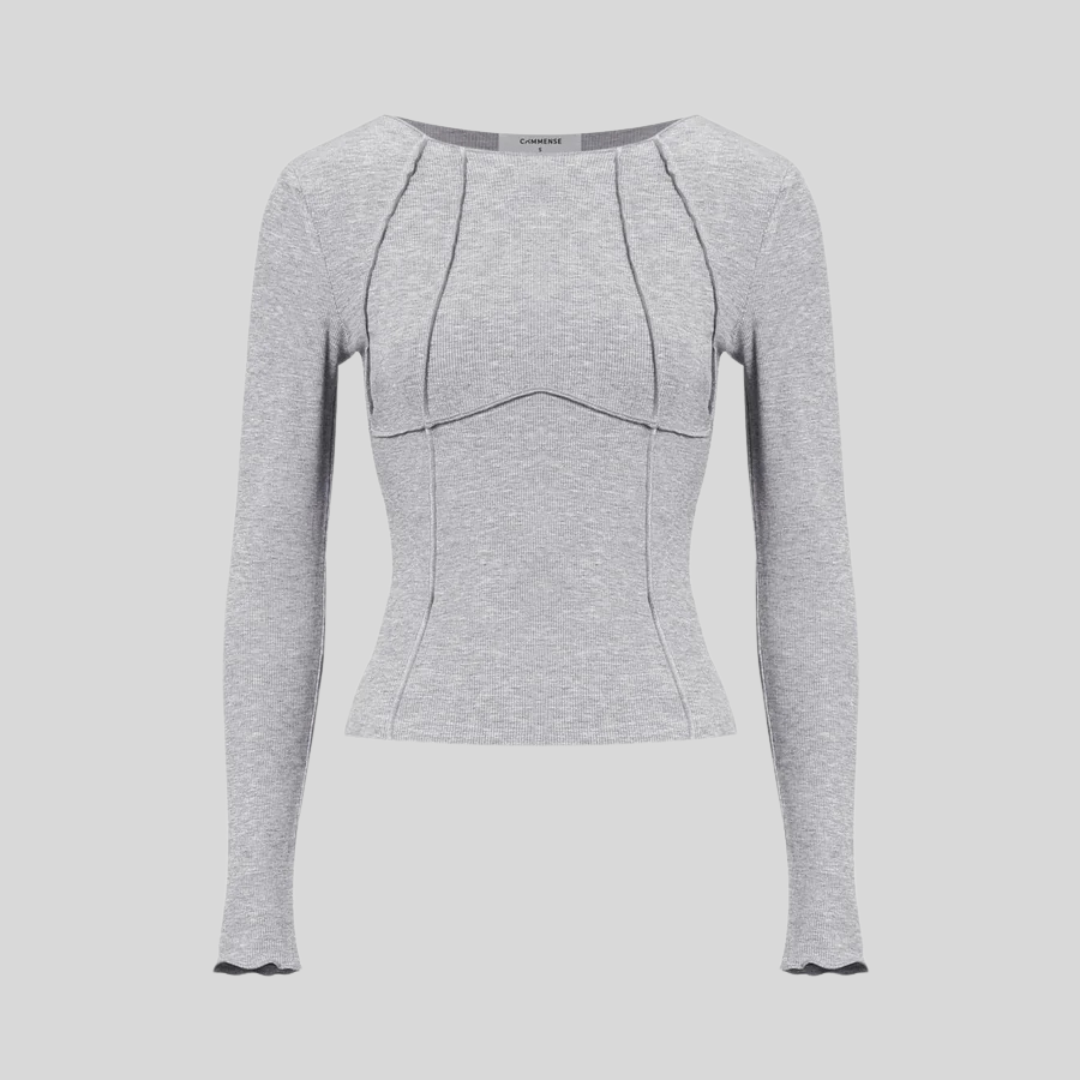 Elena | Elegante geribbelde longsleeve top voor dames