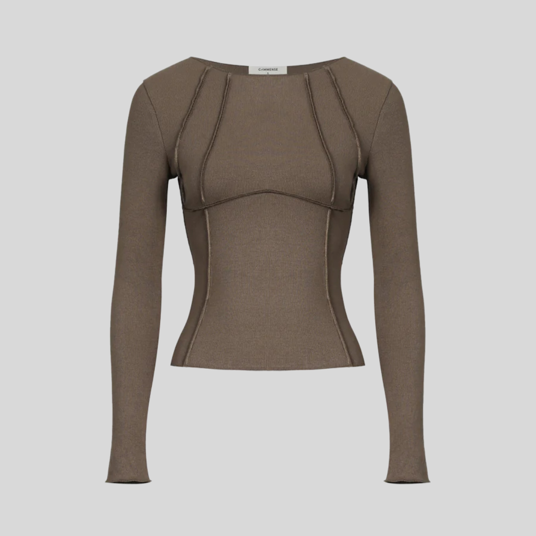 Elena | Elegante geribbelde longsleeve top voor dames